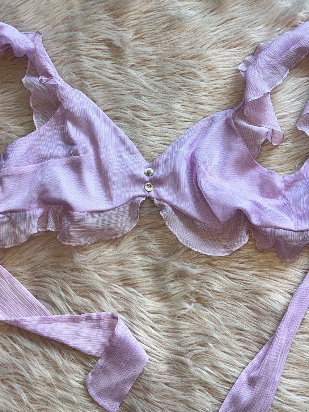 Lucy in The Sky Lilac Ruffled tie halter top. Brand new.